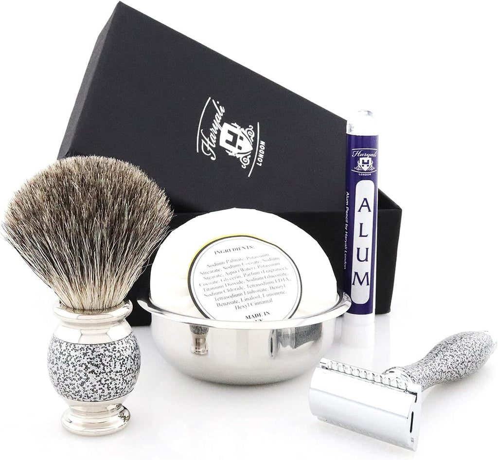 5 Pc Shaving Kit - Antique Silver