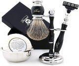 5 Pcs Shaving Set - 3 Edge Razor - Black