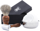 4 Pc Shaving Kit - Wooden